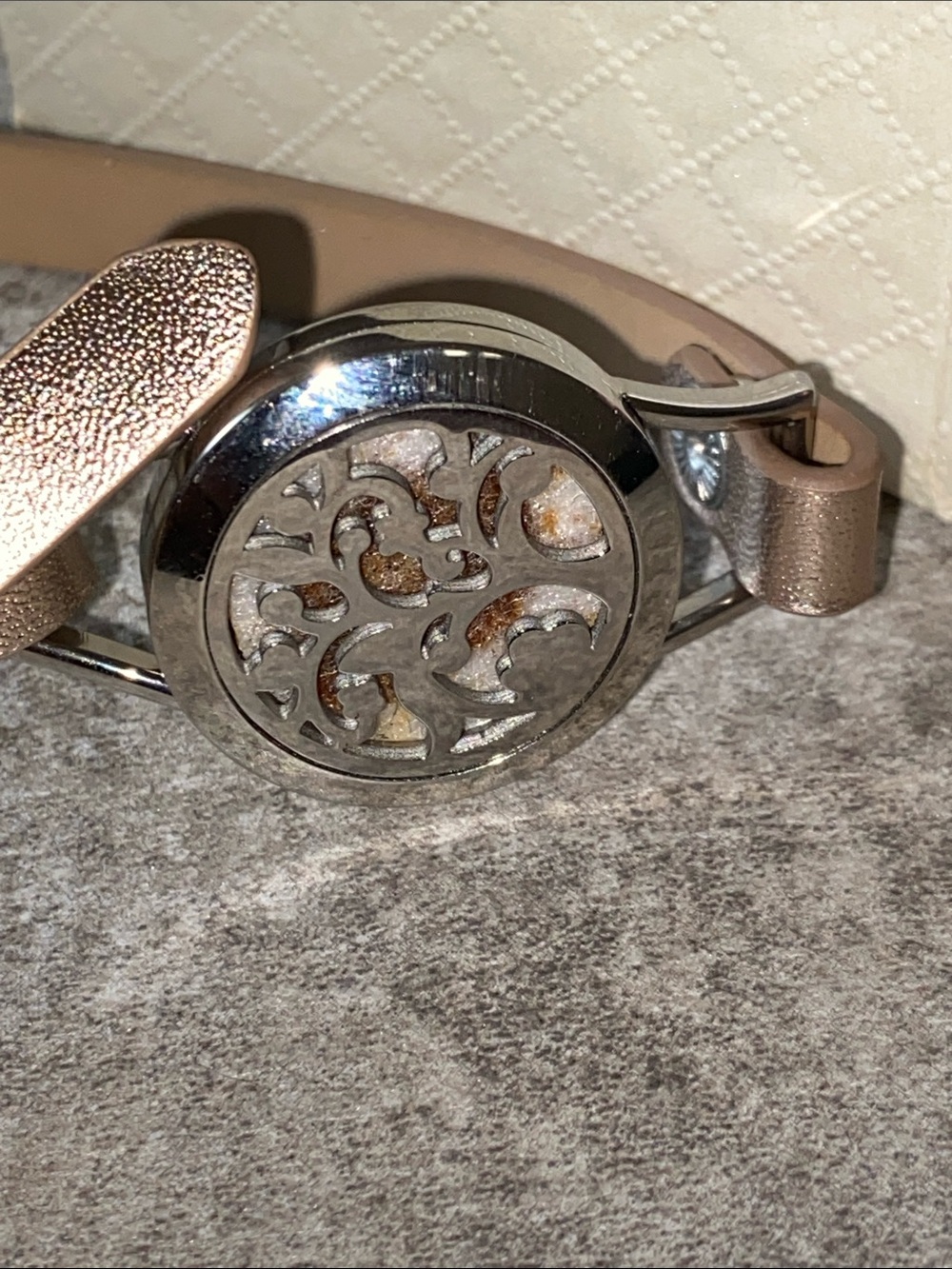 Women's Metallic Rose Gold Aromatherapy Locket Bracelet